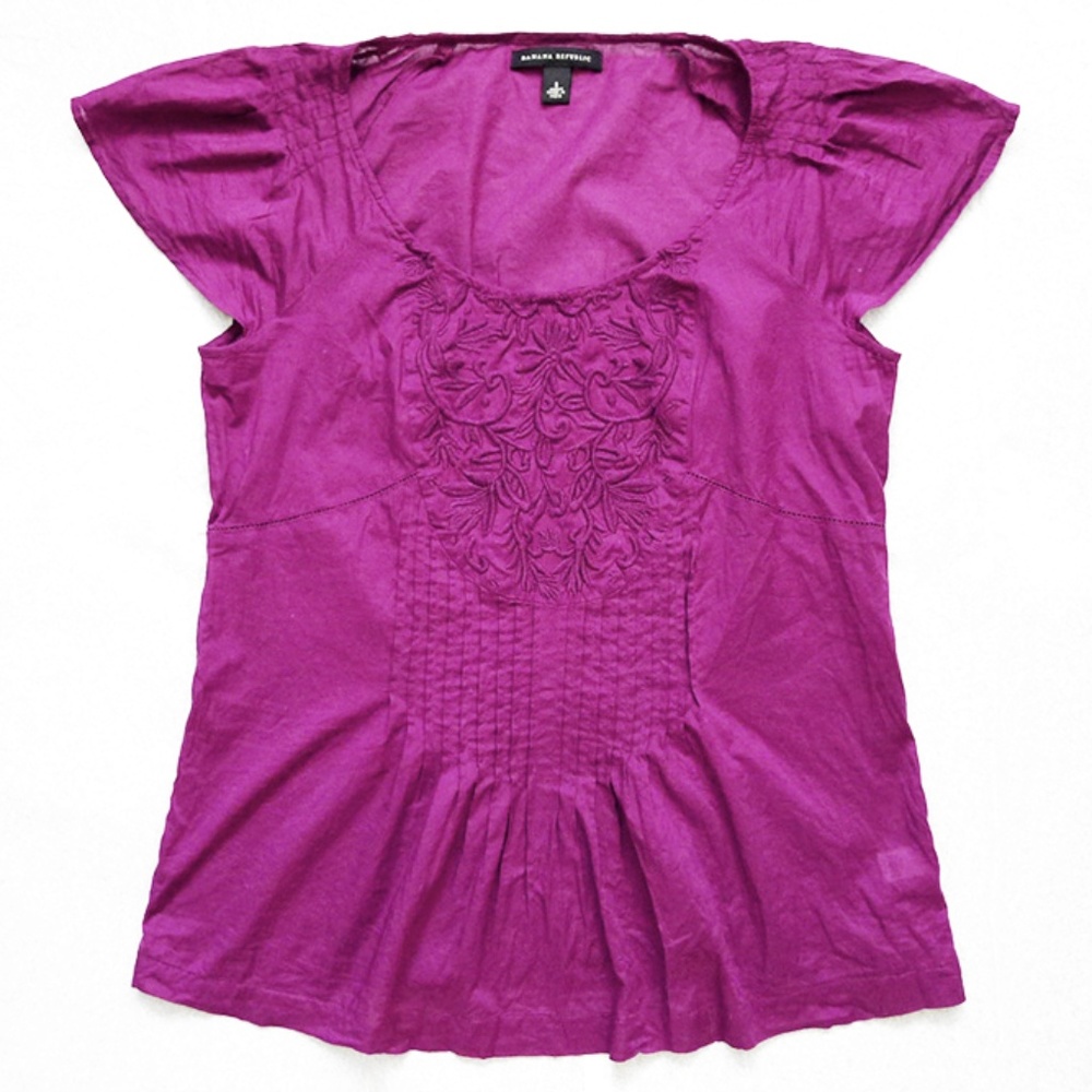 NEW Floral Embroidery Capped Sleeves Top/Tunic S